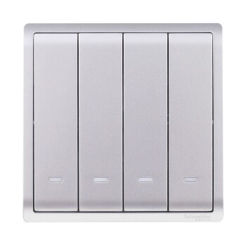10AX 250V 4Gang 1way switched with Fluorescent Locator,Aluminium Silver - Schneider Electric
