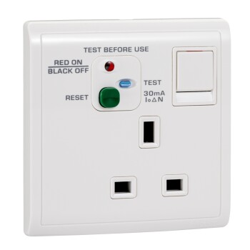 13A 250V 1 Gang Double Pole Switched RCD Socket - Schneider Electric