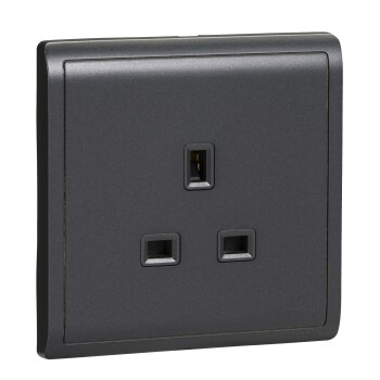13A 250V 1Gang socket,Matt Black - Schneider Electric