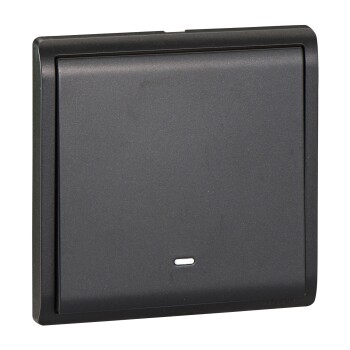 16AX 250V 1Gang Intermediate switched with Fluorescent Locator,Matt Black - Schneider Electric