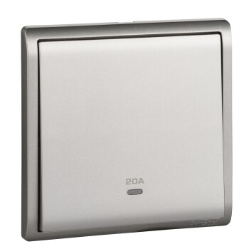 20A 250V 1Gang DP switched with Neon,Aluminium Silver - Schneider Electric
