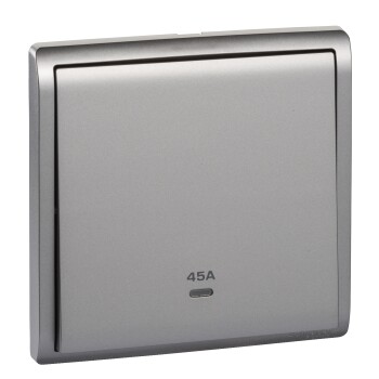 45A 250V 1Gang DP switched with Neon,Aluminium Silver - Schneider Electric