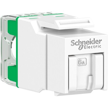 Actassi S-110 Connector RJ45 Keystone Unshielded Cat6A Shutter White - bag x 1 - Schneider Electric