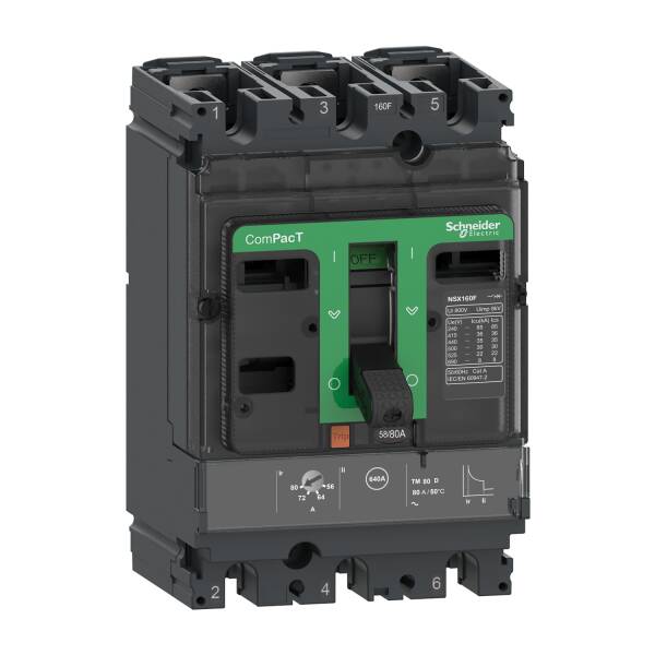 Circuit breaker, ComPacT NSX100F, 36kA/415VAC, 3 poles, TMD trip unit 100A, 50 degrees C - 1