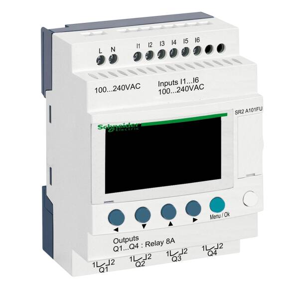 Compact smart relay, Zelio Logic, 10 I/O, 100...240 V AC, no clock, display - 1