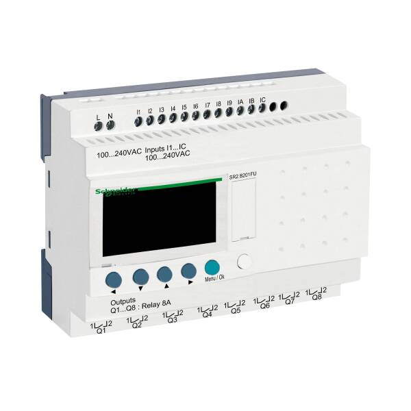 Compact smart relay, Zelio Logic, 20 I/O, 100...240 V AC, clock, display - 1
