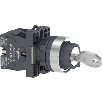 Easy Harmony XA2E, Key selector switch, plastic, black, Ø22, key n°455, 3 positions, stay put, 2 NO - Schneider Electric