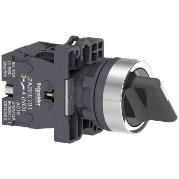 Easy Harmony XA2E, Selector switch, plastic, black, Ø22, 3 positions, spring return to center, 2 NO - Schneider Electric