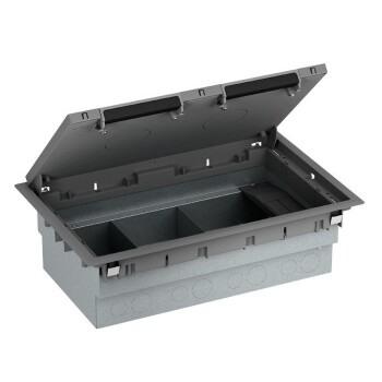 empty floor box - 3 compartments - plastic - 100 mm - Schneider Electric