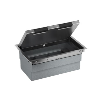 empty floor box - 3 compartments - stainless steel - 130 mm - Schneider Electric