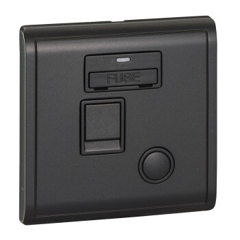 Fused connection unit with DP switch & Neon, Pieno, 13A, Matte black - Schneider Electric