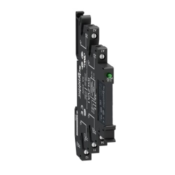 Harmony, Slim interface relay pre-assembled, 6 A, 1 CO, with LED, with protection circuit, screw connectors, 230 V AC/DC - Schneider Electric