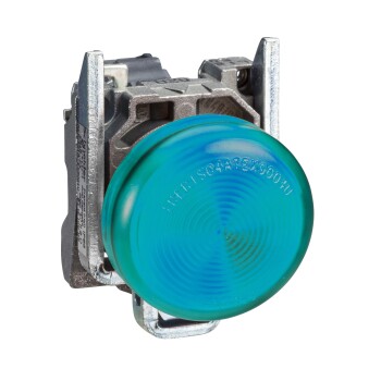 Harmony XB4, Pilot light, metal, green, Ø22, plain lens with BA9s bulb, <lt/>= 250 V - Schneider Electric