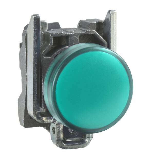 Harmony XB4, Pilot light, metal, green, Ø22, plain lens with integral LED, 230...240 VAC - 1