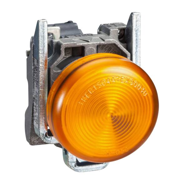 Harmony XB4, Pilot light, metal, orange, Ø22, plain lens with BA9s bulb, <lt/>= 250 V - 1