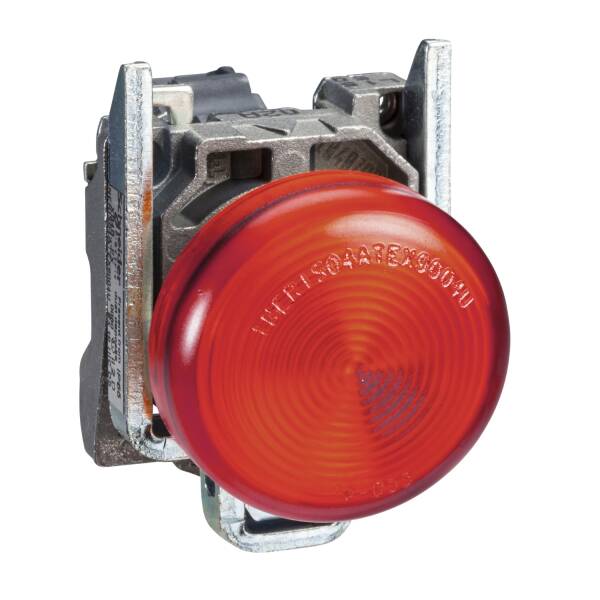 Harmony XB4, Pilot light, metal, red, Ø22, plain lens with BA9s bulb, <lt/>= 250 V - 1