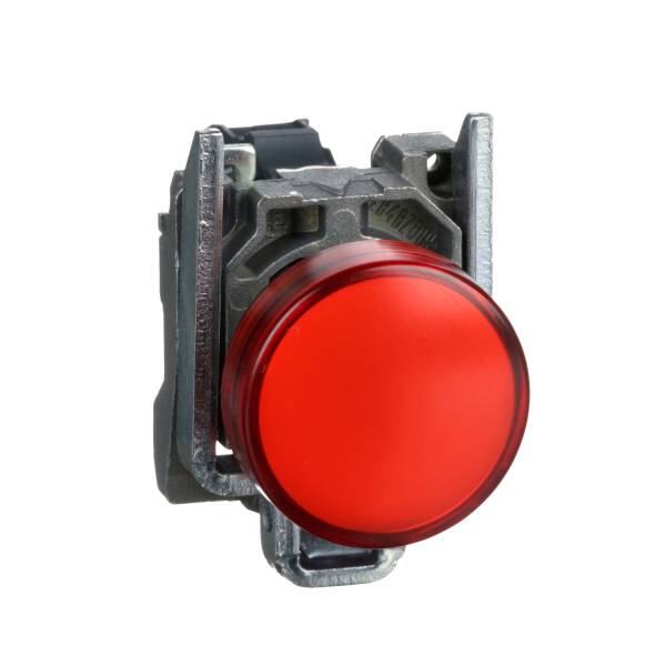 Harmony XB4, Pilot light, metal, red, Ø22, plain lens with integral LED, 110…120 VAC - 1