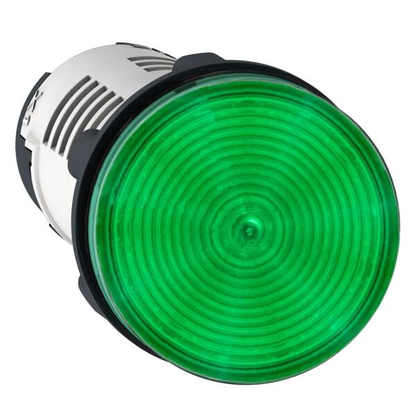 Harmony XB7, Monolithic pilot light, plastic, green, Ø22, integral LED, 24 V AC/DC - 1