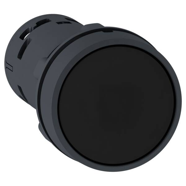 Harmony XB7, Monolithic push button, plastic, black, Ø22, spring return, unmarked, 1 NO - 1