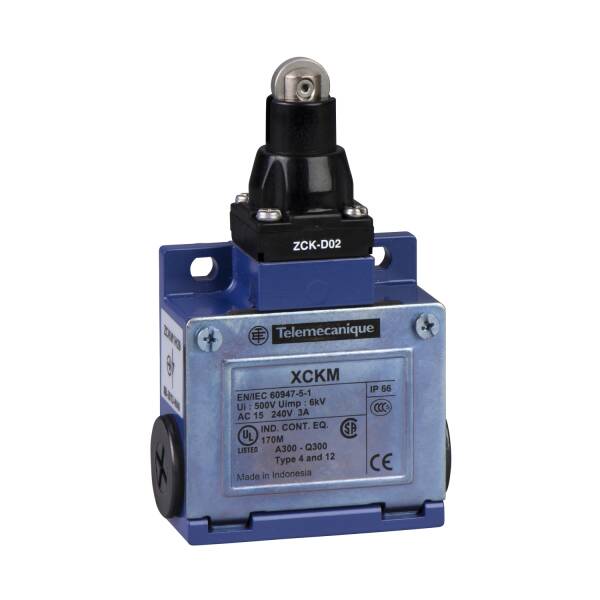 Limit switch, Limit switches XC Standard, XCKM, steel roller plunger, 1NC+1 NO, snap action, Pg11 - 1
