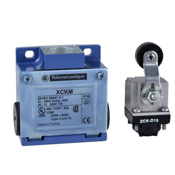 Limit switch, Limit switches XC Standard, XCKM, thermoplastic roller lever, 1NC+1 NO, snap action, Pg11 - 1