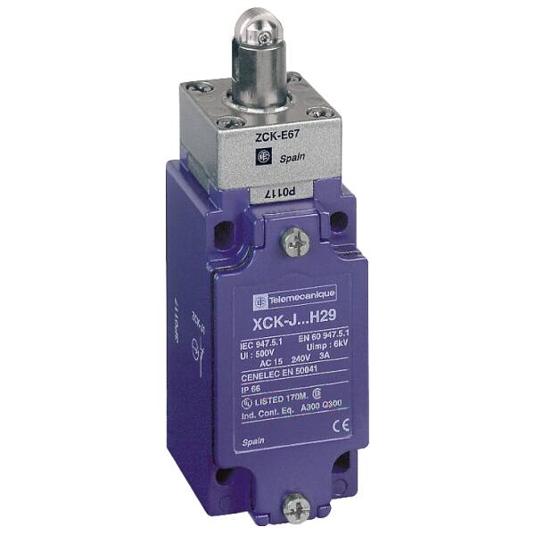 Limit switch, XC Standard, XCKJ, steel roller plunger reinforced, 1NC+1 NO, snap, Pg13 - 1