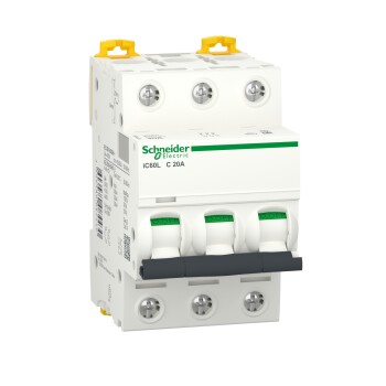 Miniature circuit-breaker, Acti9 iC60L, 3P, 20 A, C curve, 15000 A (IEC 60898-1), 25 kA (IEC 60947-2) - Schneider Electric