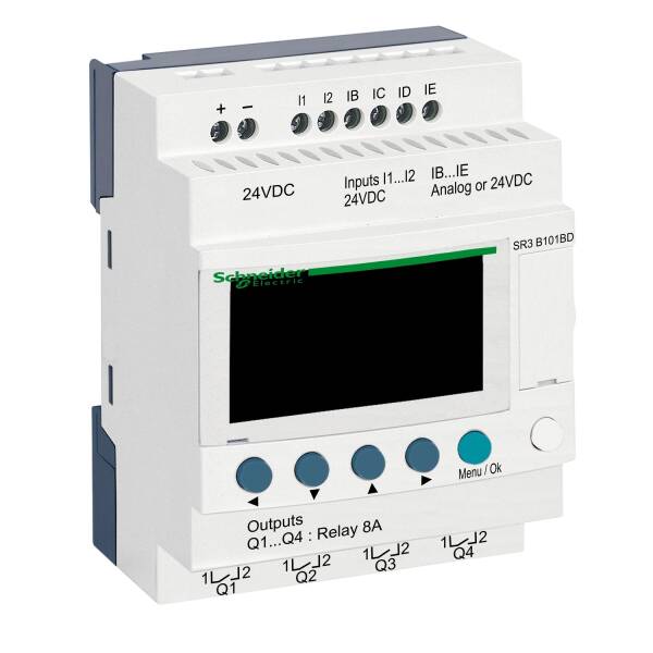 Modular smart relay, Zelio Logic, 10 I/O, 24 V DC, clock, display - 1