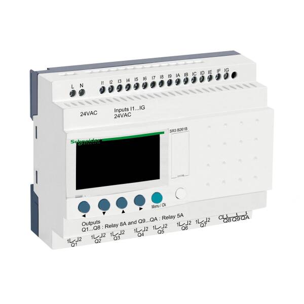 Modular smart relay, Zelio Logic, 24 I/O, 24 V AC, clock, display - 1