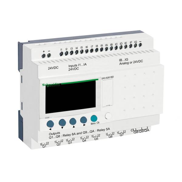 Modular smart relay, Zelio Logic, 26 I/O, 24 V DC, clock, display - 1
