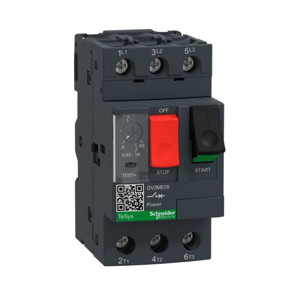 Motor circuit breaker, TeSys Deca, 3P, 0.63-1 A, thermal magnetic, screw clamp terminals - 1