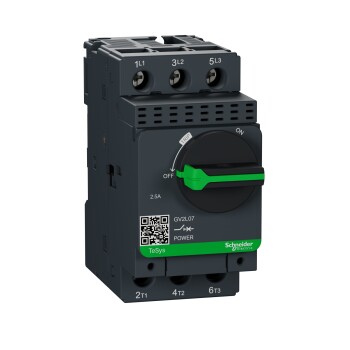 Motor circuit breaker, TeSys Deca, 3P, 2.5 A, magnetic, rotary handle, screw clamp terminals - Schneider Electric
