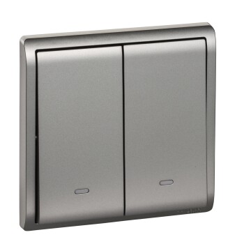 Pieno - 16A 250V - 2 gang 1 way switch with fluorescent locator (AS) - Schneider Electric