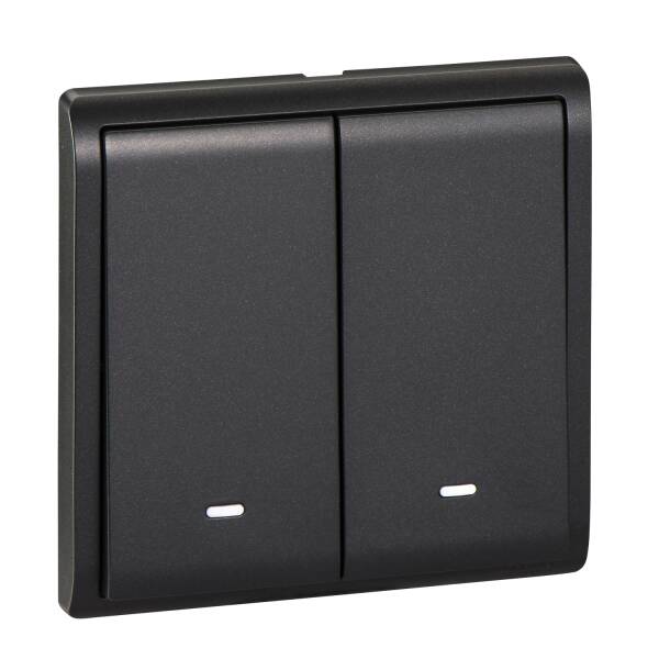 Pieno - 16A 250V - 2 gang 1 way switch with fluorescent locator (MB) - 1
