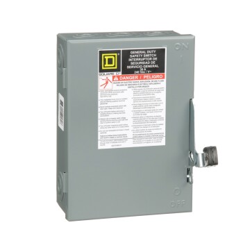 Safety switch, general duty, non fusible, 30A, 3 wire, 3 poles, 7.5hp, 240VAC, Type 1 - Schneider Electric
