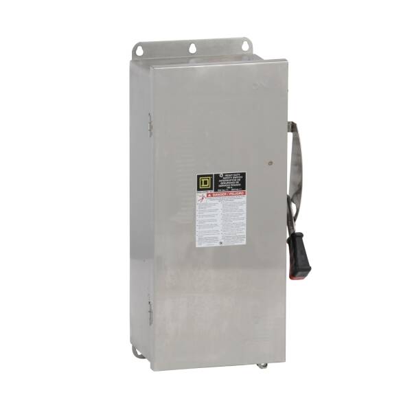 Safety switch, heavy duty, non fusible, 100A, 3 wire, 3 poles, 100hp, 600VAC/DC, Type 4, 4X, 5, 304 stainless steel - 1