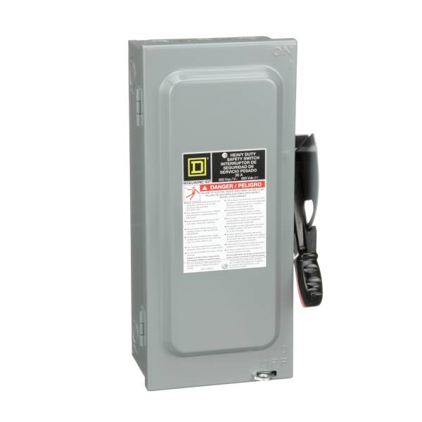 Safety switch, heavy duty, non fusible, 30A, 3 wire, 3 poles, 30hp, 600VAC/DC, Type 1 - 1