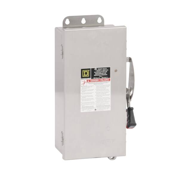 Safety switch, heavy duty, non fusible, 30A, 3 wire, 3 poles, 30hp, 600VAC/DC, Type 4, 4X, 5, 304 stainless steel - 1