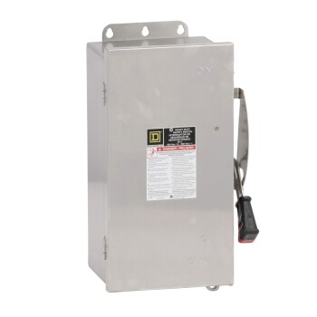 Safety switch, heavy duty, non fusible, 60A, 3 wire, 3 poles, 60hp, 600VAC/DC, Type 4, 4X, 5, 304 stainless steel - Schneider Electric