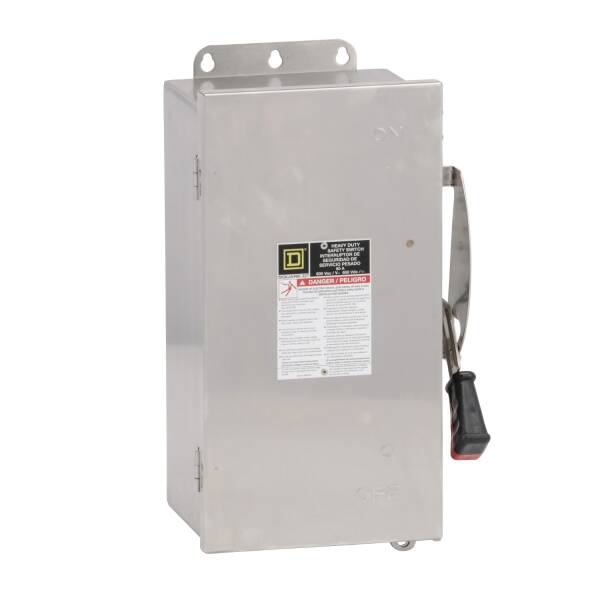Safety switch, heavy duty, non fusible, 60A, 3 wire, 3 poles, 60hp, 600VAC/DC, Type 4, 4X, 5, 304 stainless steel - 1