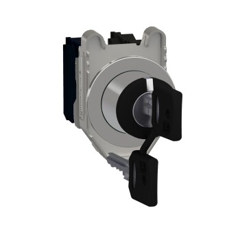 Selector switch, Harmony XB4, flush mounted sw Ø 30.5 key 455 3 pos stay put key release 2 NO - Schneider Electric