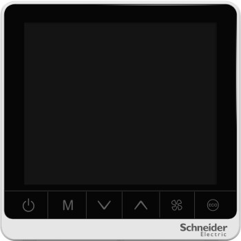 SpaceLogic thermostat, fan coil on/off, networking, touchscreen, 4P, 3 fan, modbus, 240V, white - Schneider Electric