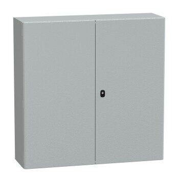 Spacial S3D db plain door w/o mount.plate.H1000xW1000xD300 IP 55 IK 10 RAL7035. - Schneider Electric