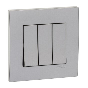 Vivace 16AX 250V 3gang 1Way Switch,Aluminium Silver - Schneider Electric