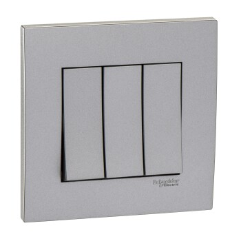 Vivace 16AX 250V 3gang 2Way Switch,Aluminium Silver - Schneider Electric