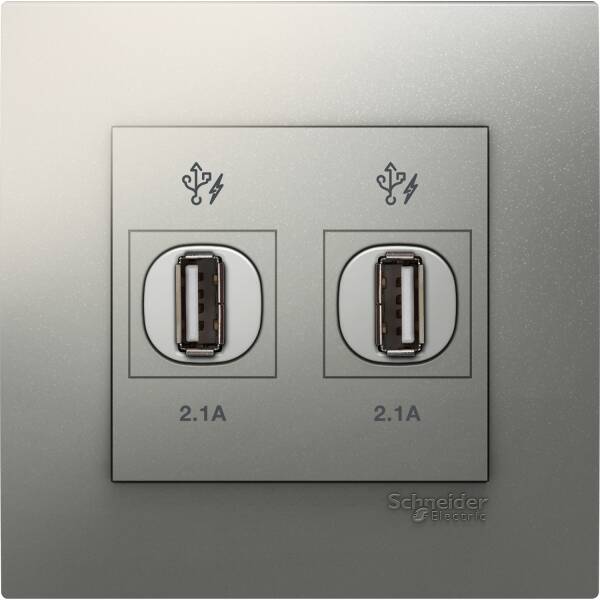 Vivace - 2 x 2.1A USB Charger - Aluminium Silver - 1