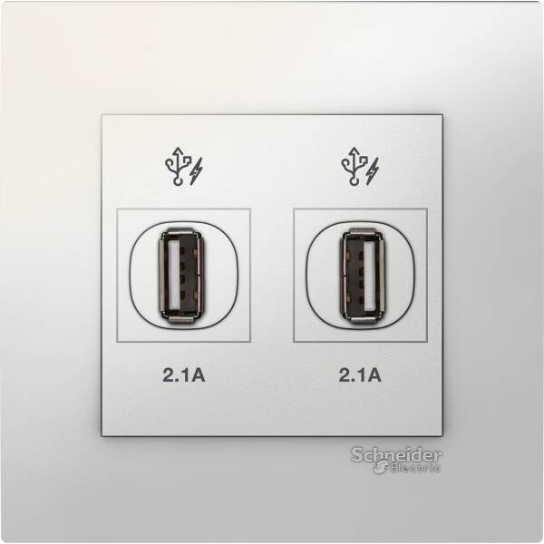 Vivace - 2 x 2.1A USB Charger - White - 1